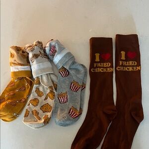 I Love Fried Chicken Socks - Brown and Multi-Color Set